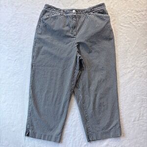 Vintage Talbots Pants Women Sz 8 Black Gingham Straight‎ Leg Stretch Casual